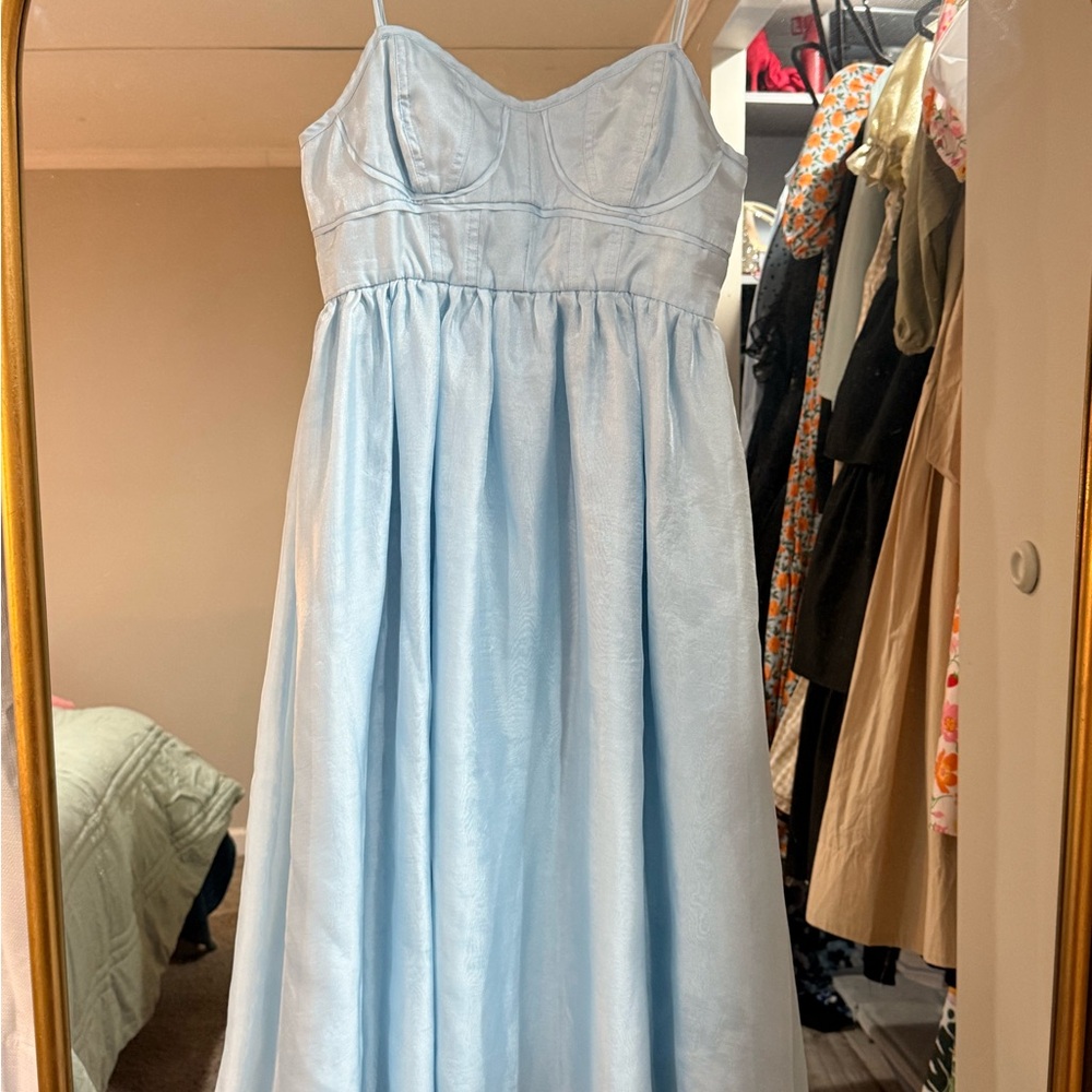 Aqua Light Blue Dress with Zipper